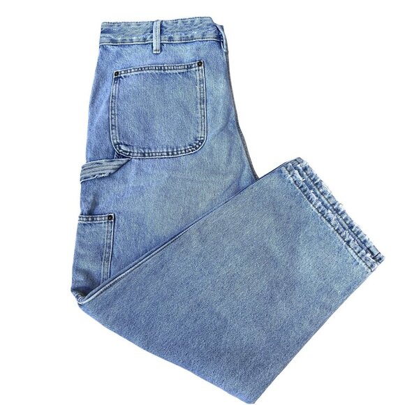 Zara NWT Size USA 34 EUR 44 Double Knee Wide Leg Utility Denim Carpenter Jeans - Picture 9 of 15